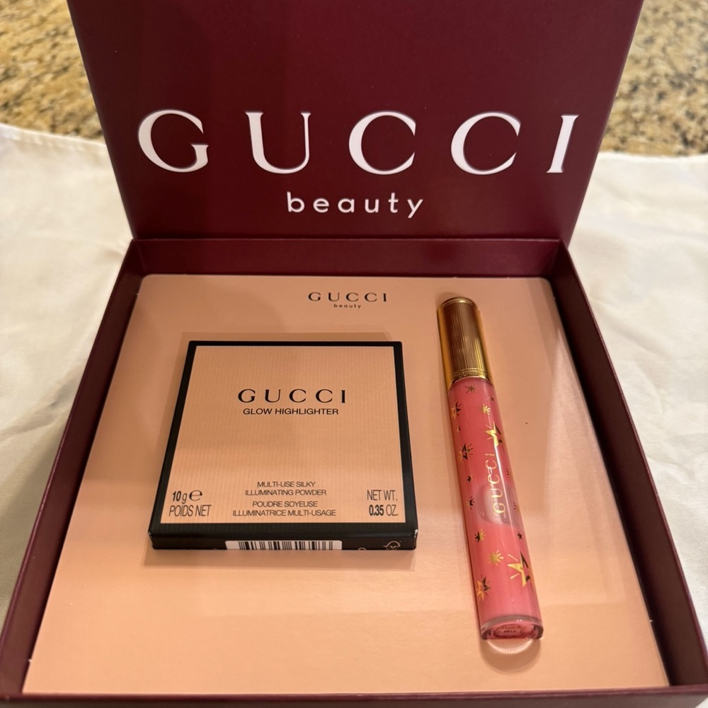 Gucci Glow Highlighter and Gloss Set - Pink and Gold